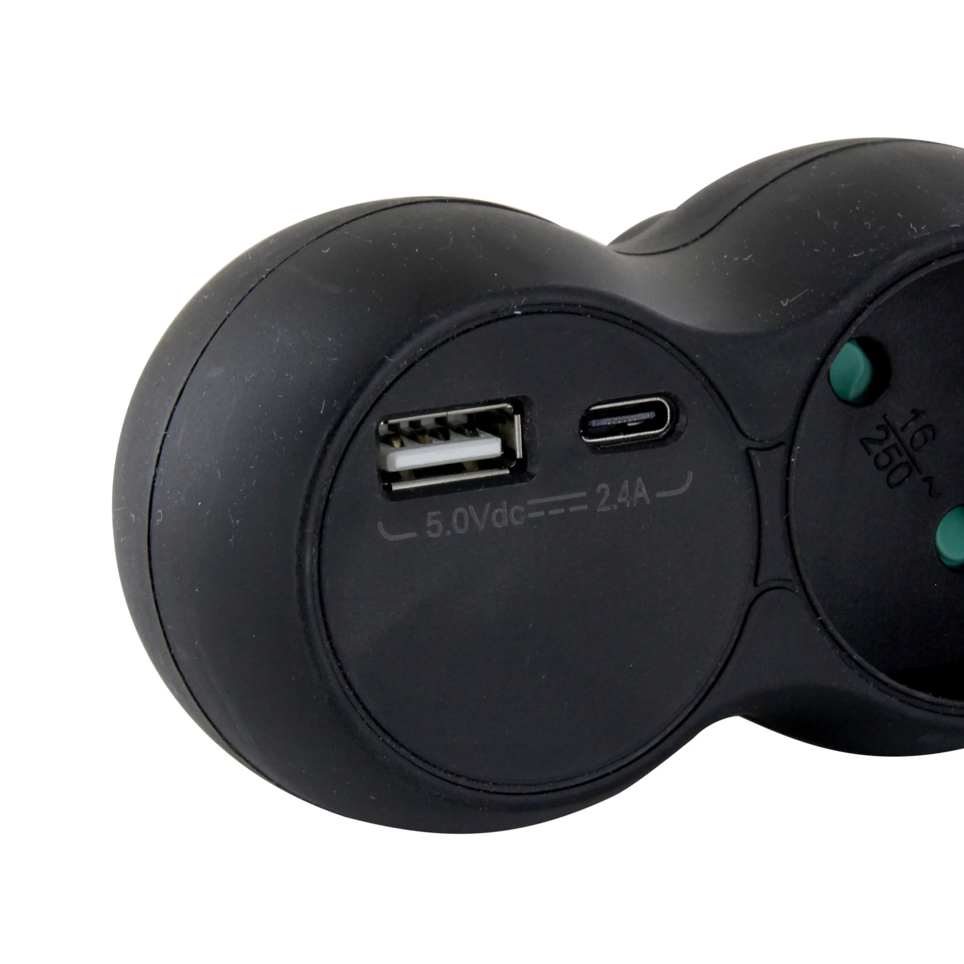 Black terminal block - 2x16A with USB-A +USB-C - Image 5